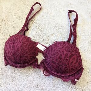 Victoria's Secret Pink Date Push-up lace, 32A, Burgundy